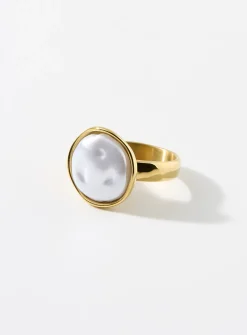 Large pearly stone ring