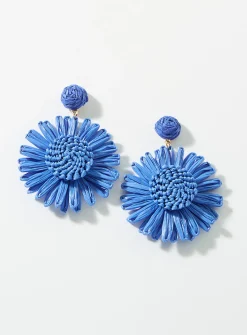 Large raffia flower earrings