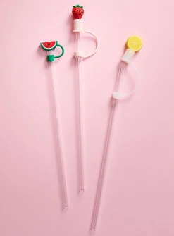 Large transparent straws with playful stoppers