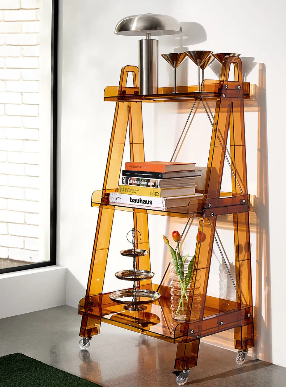 Large wheeled polycarbonate shelving