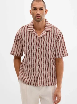 Lattice crochet-knit shirt