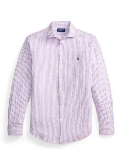 Lavender striped seersucker shirt