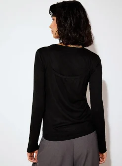 Layered cami long-sleeve T-shirt