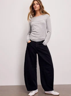 Layered cami long-sleeve T-shirt