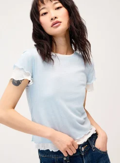 Layered lettuce-trim fooler T-shirt