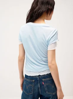 Layered lettuce-trim fooler T-shirt