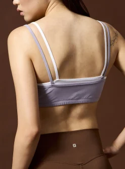 Layered-look thin-strap sports bra