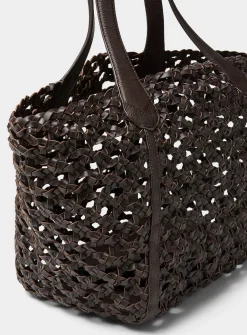 Lenah braided strap leather tote bag