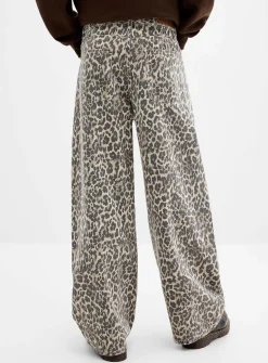 Leopard barrel-leg jean