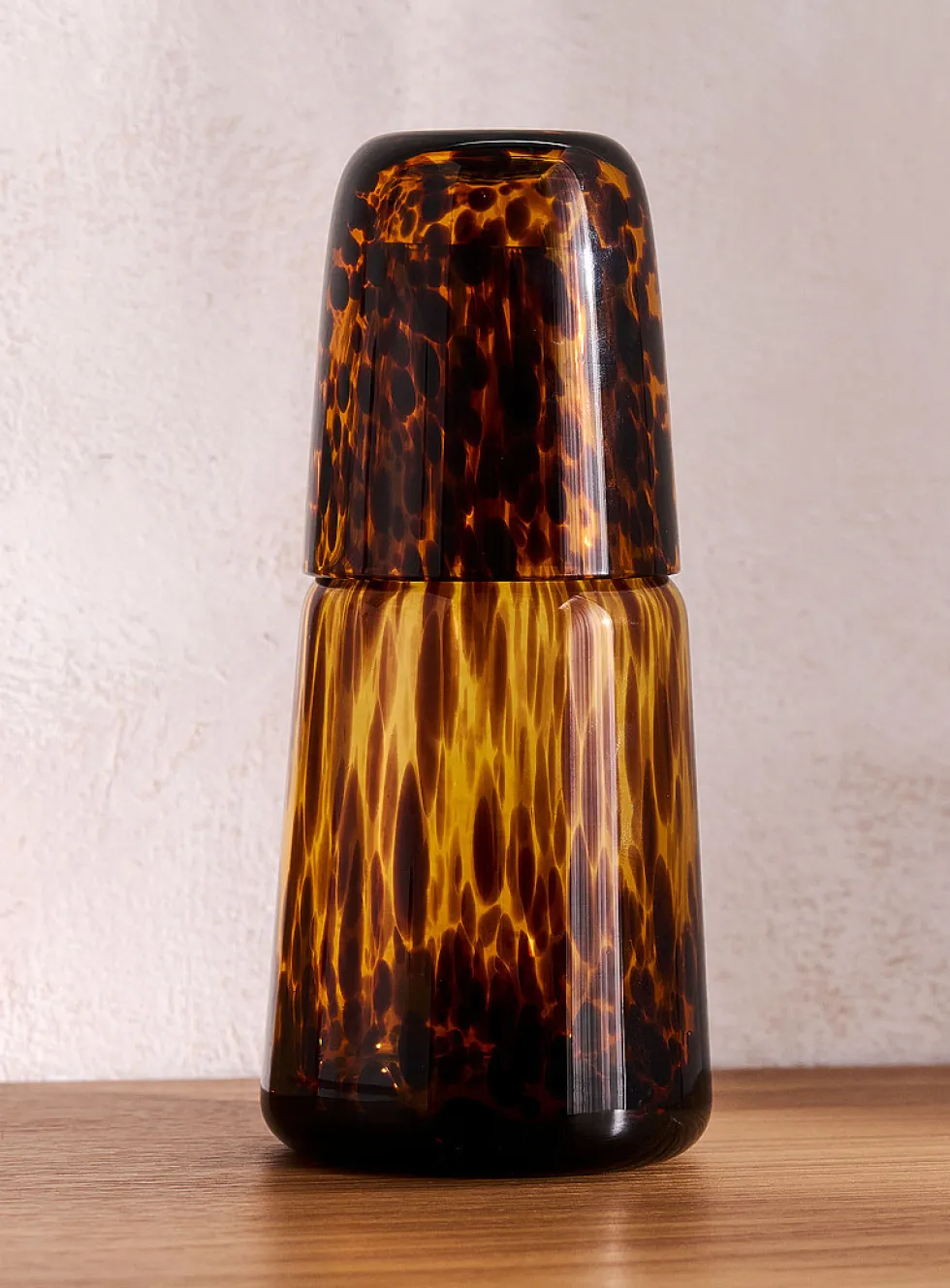 Leopard print glass and pitcher set