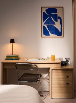 Light oak finish desk and filing cabinet set