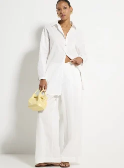 Lightweight cotton wide-leg pant