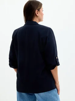 Lightweight crepe open casual jacket