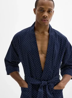 Lightweight patterned poplin robe