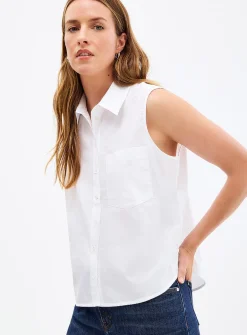 Lightweight poplin sleeveless shirt