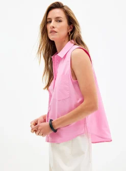 Lightweight poplin sleeveless shirt