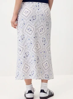 Linen blend midi skirt