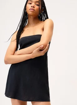 Linen blend tube minidress