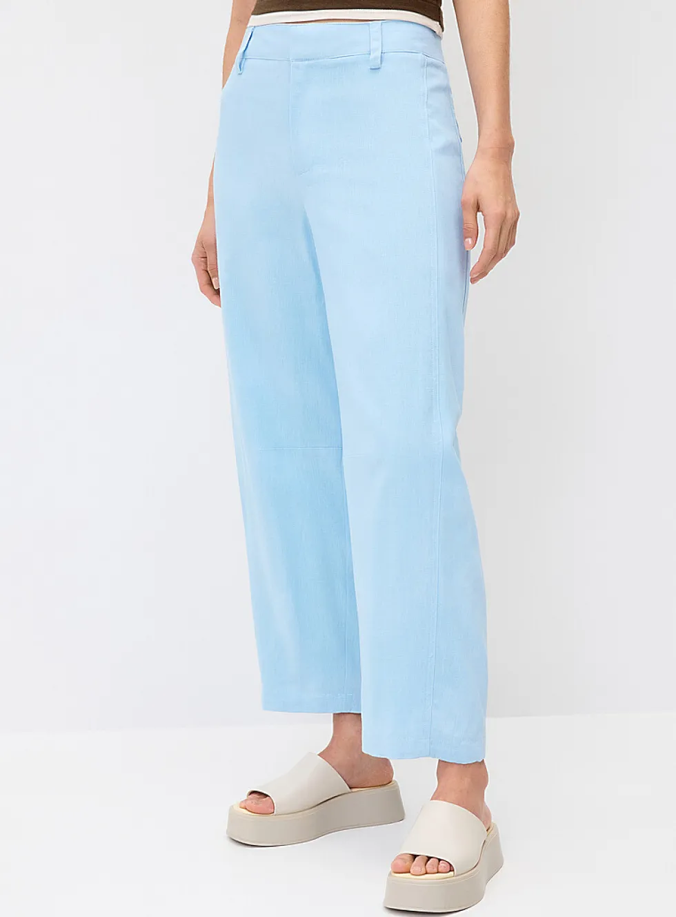 Linen-blend barrel-leg dress pant