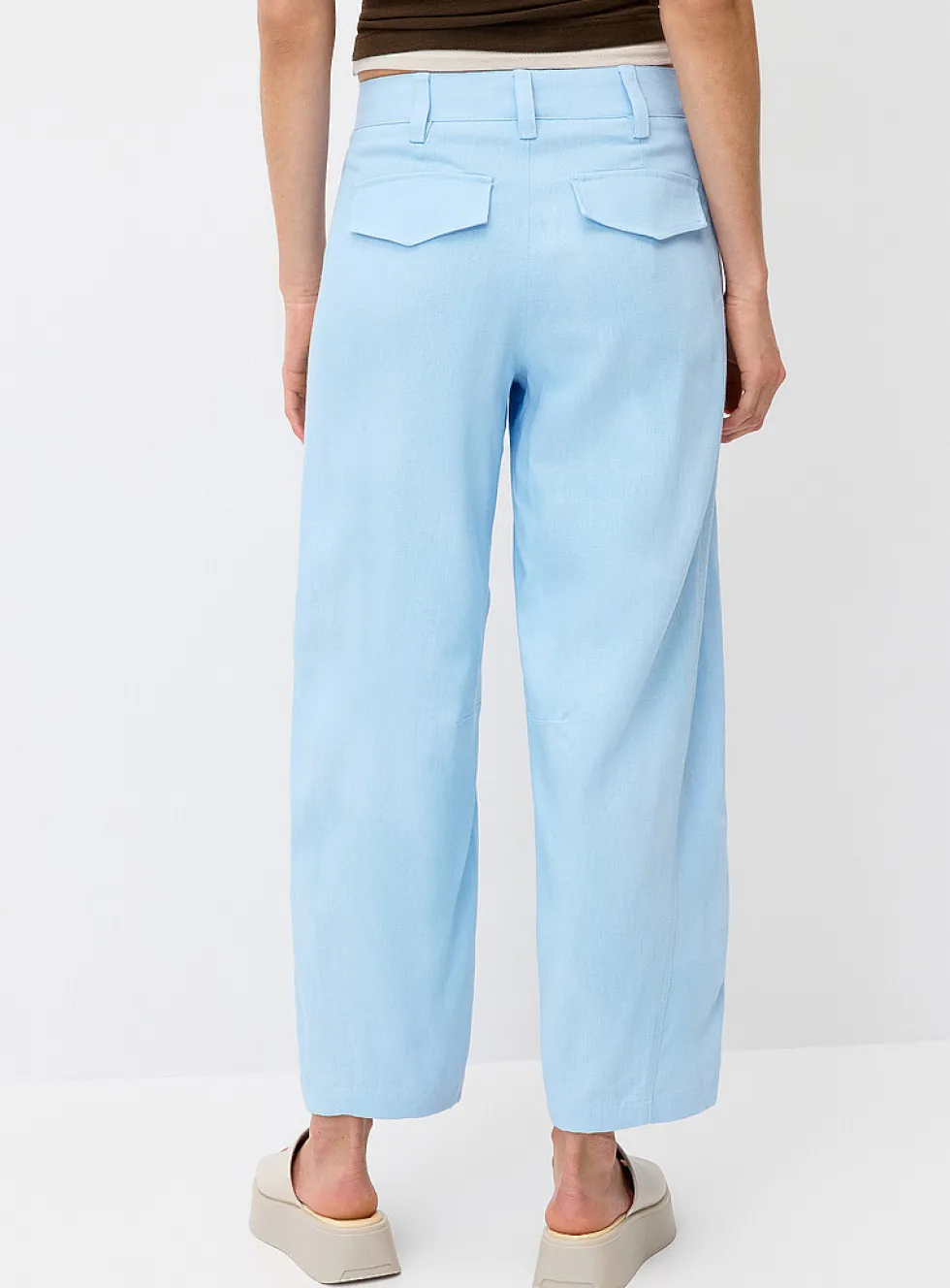 Linen-blend barrel-leg dress pant