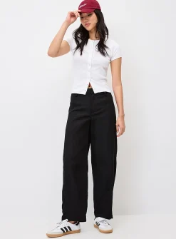 Linen-blend barrel-leg dress pant