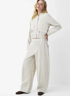 Linen-blend barrel-leg pant