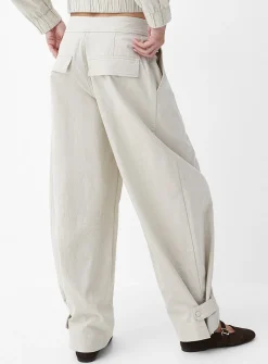 Linen-blend barrel-leg pant