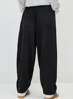Linen-blend barrel-leg pant