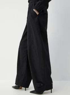 Linen-blend barrel-leg pant