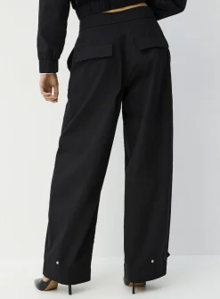 Linen-blend barrel-leg pant