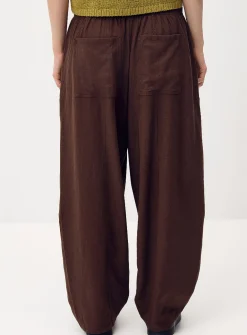 Linen-blend barrel-leg pant