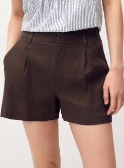 Linen-blend dress mini short