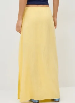Linen-blend maxi skirt
