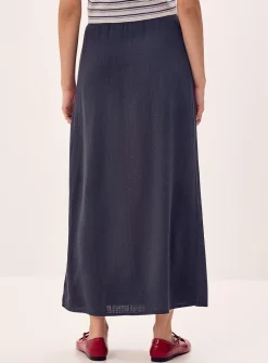 Linen-blend maxi skirt