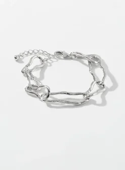 Long hammered oval-link bracelet