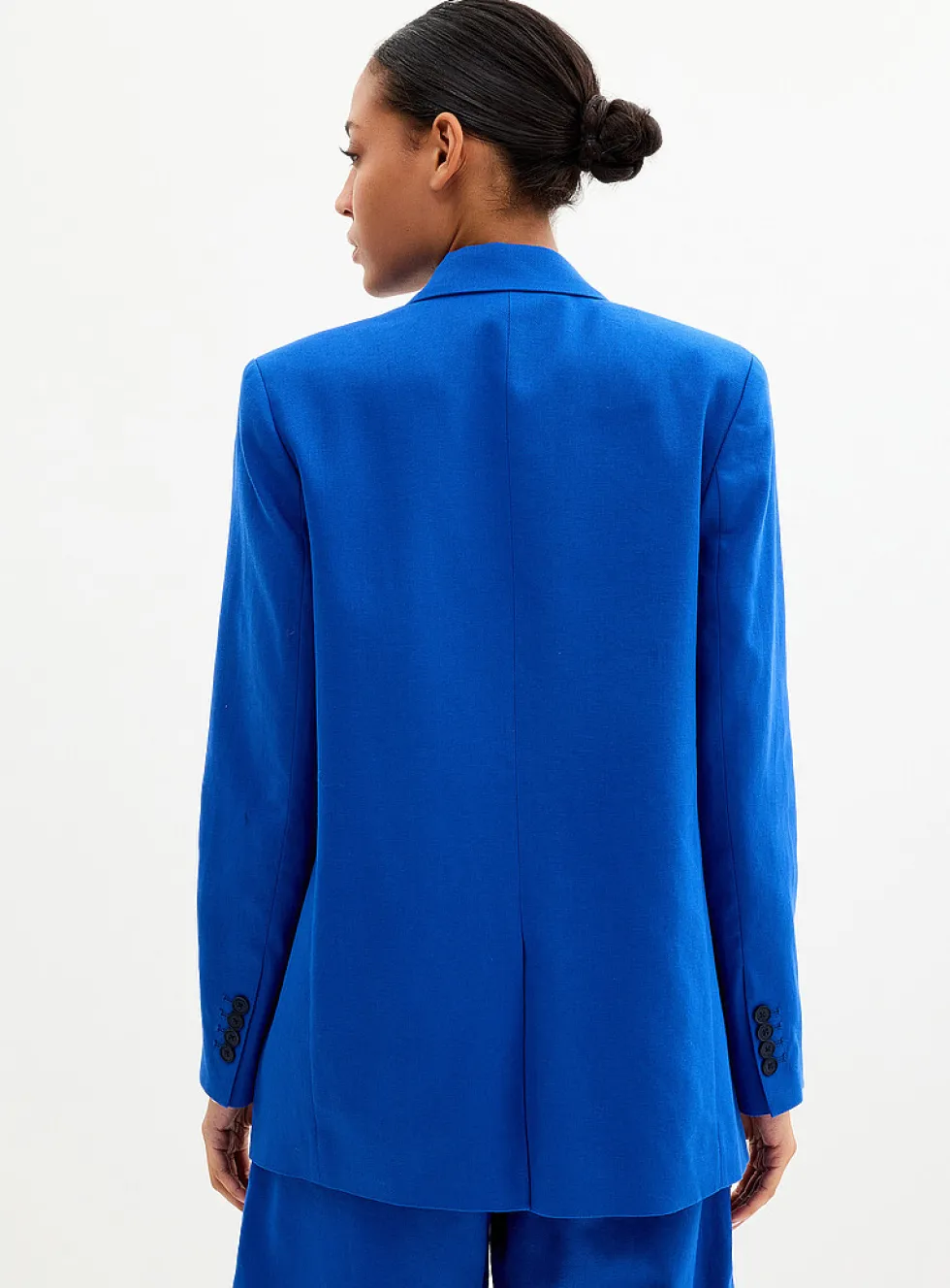 Long loose linen-cotton blazer