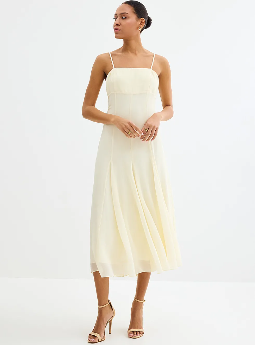 Long vanilla white flowy dress with cape