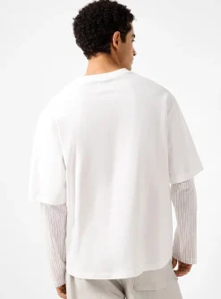 Long-sleeve faux-layered T-shirt