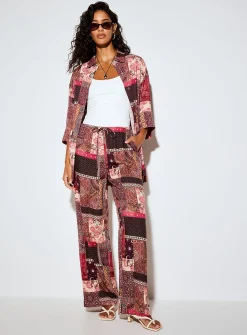 Loose elongated printed blouse