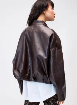 Loose fit faux-leather jacket