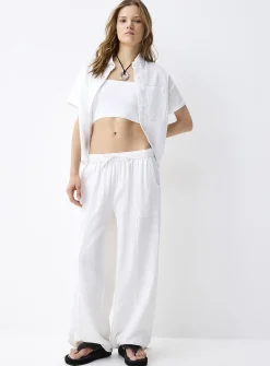 Loose organic cotton gauze jogger