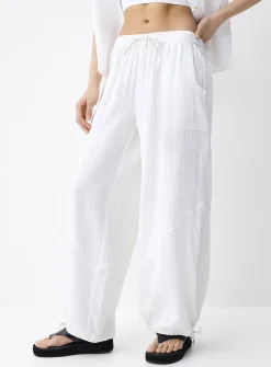 Loose organic cotton gauze jogger