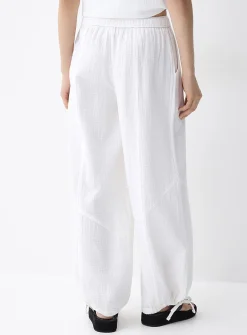 Loose organic cotton gauze jogger