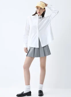 Loose plain poplin shirt