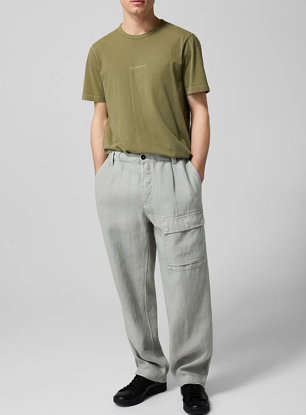 Loose pure linen cargo pant