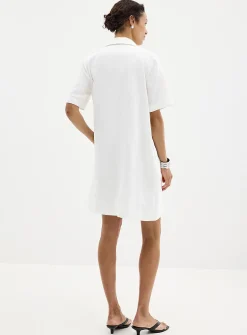 Loose pure linen Johnny collar dress