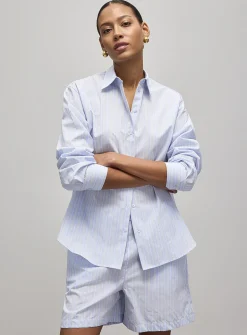 Loose striped lightweight poplin shirt