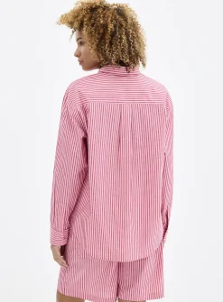 Loose striped lightweight poplin shirt
