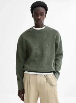 Loose waffle-knit sweater