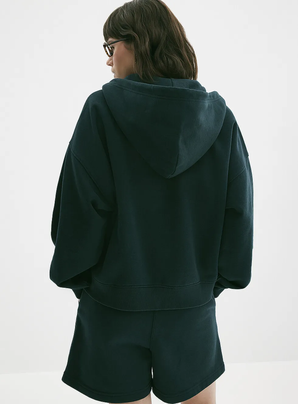Loose zip fleece hoodie